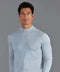 Mens Ultra Fine Cotton Mock Turtle Neck Jumper Chalk Blue