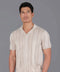Mens Ultra Fine Cotton Open Knit Cuban Collar Shirt Linen