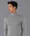 Mens Ultra Fine Cotton Roll Neck Jumper Ash Grey