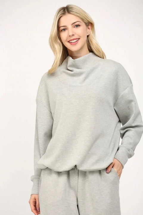 Modal Blend Cowl Neck Sweatshirt H.GREY