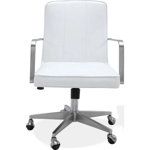 Seabourne Metal Frame Home Office Chair in Stainless Steel & White Leather
