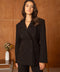 Nikki Black Double-Breasted Blazer, Fitted with A Nipped Waist