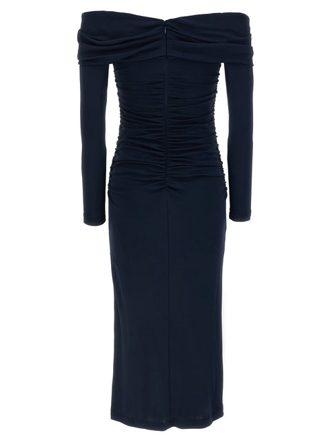 Carolina Herrera Off-shoulder 3/4 Slv Ruched Midi Dress