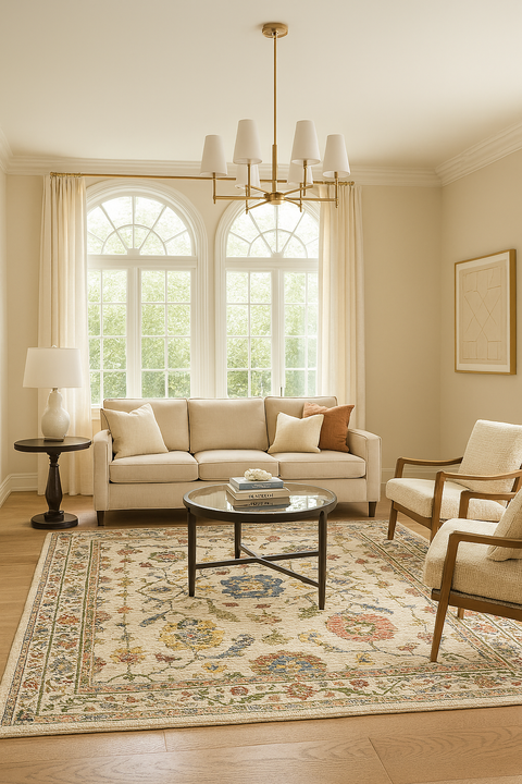Arts and Crafts Collection Area Rug Ultra Soft Washable Rug, Non Slip Area Rug Indoor, Stain Resistant Rugs for Living Room Bedroom Vintage Home Decor