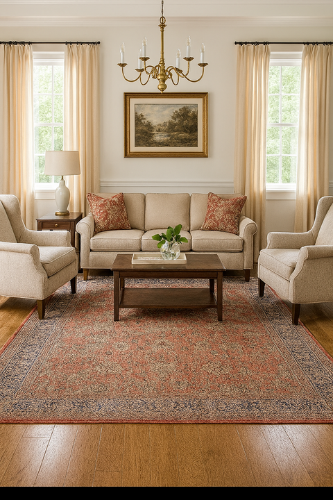 Ushak Collection Area Rug Ultra Soft Washable Rug, Non Slip Area Rug Indoor, Stain Resistant Rugs for Living Room Bedroom Vintage Home Decor