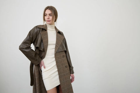 Plaid Oversized Maxi Trench Belted Jacket