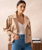 Plain Cropped Cotton Trench Coat Beige