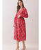Printed Long Sleeve Button-Down Midi Dress for Women
