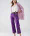 Purple Wide Leg Jeans with Metallic Finish in Gold
