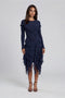 Ribbed Knit Ruffle Midi Dress