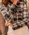 Short Black and White Checkered Tweed Jacket