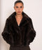 Short Brown Jacket with Marbled Faux Fur