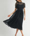 Short Sleeve Lace Midi Dress Black