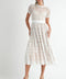 Elegant Short Sleeve Lace Midi Dress in White