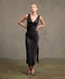 Side Slit Satin Midi Dress Women's Elegant Evening Dress