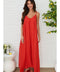 Sleeveless Maxi Dress with Pockets Loose Fit Red Women's Dress