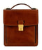 Small Leather Briefcase For Men, Unisex - Walden Cognac brown