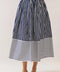 Striped Self Tie Belt High Waist Midi Skirt