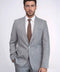 Striped Blazer Plain Pants Grey Men Suit - Wessi