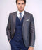 Patterned Navy Blue Brown Men Suit - Wessi