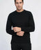 Circle Neck Long Sleeves Slim Fit Black Men Knitwear