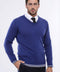 Dark Blue V Neck Slim Fit Sweater - Wessi