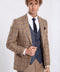 Slim Fit Checked Patterned Brown Men Suit - Wessi