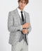 Grey Vested Slim Fit Checked Light Grey Men Suit - Wessi