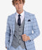 Checked Patterned Slim Fit Light Blue Men Suit - Wessi