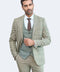 Checked Patterned Slim Fit Beige Men Suit - Wessi
