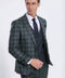 Checked Patterned Slim Fit Green Men Suit - Wessi