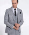 Checked Slim Fit Light Grey Men Suit - Wessi