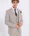 Checked Slim Fit Cream Men Suit - Wessi