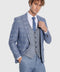 Patterned Checked Slim Fit Blue Men Suit - Wessi