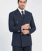 Pinstripe Double Breasted Men’s Navy Blue Suit with Silver Button Details - Wessi