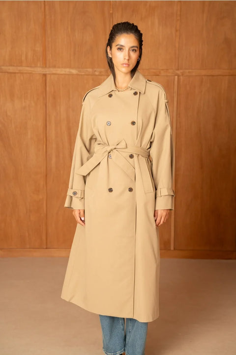 Utility Oversized Long Double-Breasted Trench