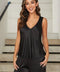 V-Neck Wide Strap Tank Top - Black