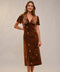 Embroidered Velvet Midi Dress for Women