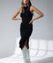 Vicky Sleeveless Mock Neck Dress Black Elegant Women's Dress
