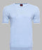 Circle Neck Patterned Blue Knitted T-Shirt - Wessi