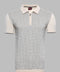Cream Plaid Zippered Polo Knitted T-Shirt | Wessi