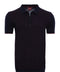 Dark Blue Plaid Zippered Knitted Polo T-Shirt - Wessi