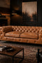 Olivia Contemporary Tufted Chesterfield Sofa - Light Brown Leather