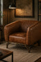 Vincent Industrial Modern Arm Chair - Light Brown Leather