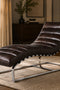 Plano Modern Channeled Leather Chaise Lounge - Dark Brown Leather
