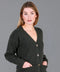 Womens 100% Lambswool V Neck Ribbed Cardigan with Pockets