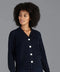 Womens Cotton Oversized V Neck Ribbed Cardigan Navy
