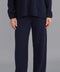 Womens Lambswool Knitted Trousers Oxford Blue
