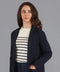 Womens Midweight Cotton Relaxed Fit Knitted Blazer Navy