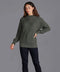 Womens Pure Cotton High Neck Raglan Jumper Khaki